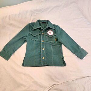 Vintage Twister Tuf N Ruf Green Denim Top Shirt with Old Patches Medium NO TAG